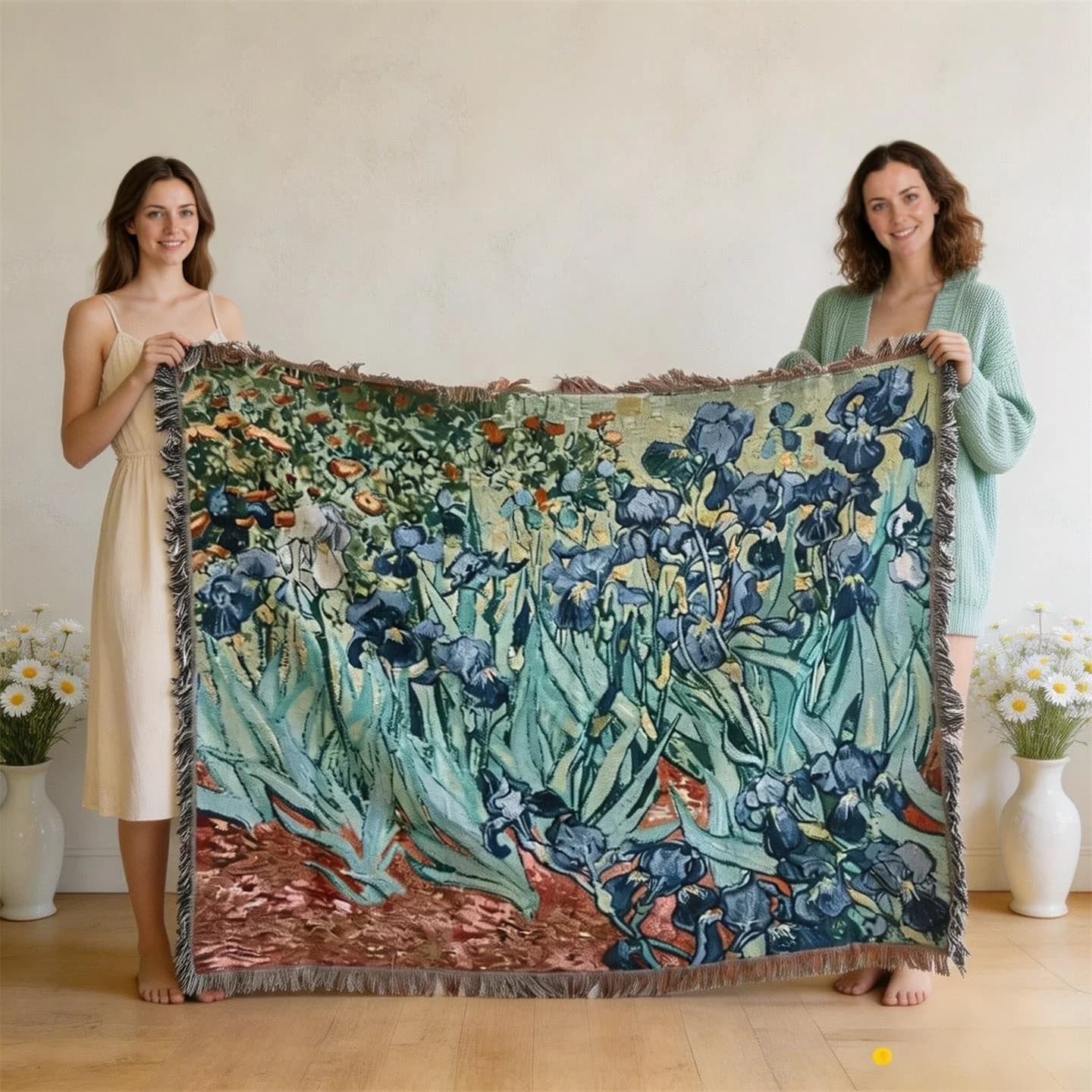 Manta de Tapeçaria Estilo Van Gogh em Mistura de Algodão para Sofá