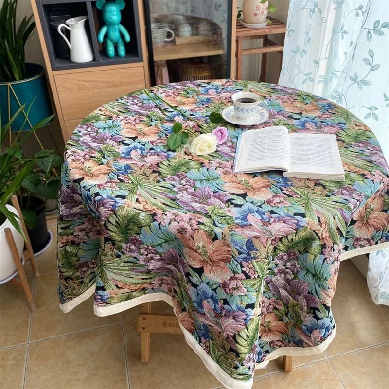 Toalha de Mesa e Caminho de Mesa Estilo Europeu com Franjas