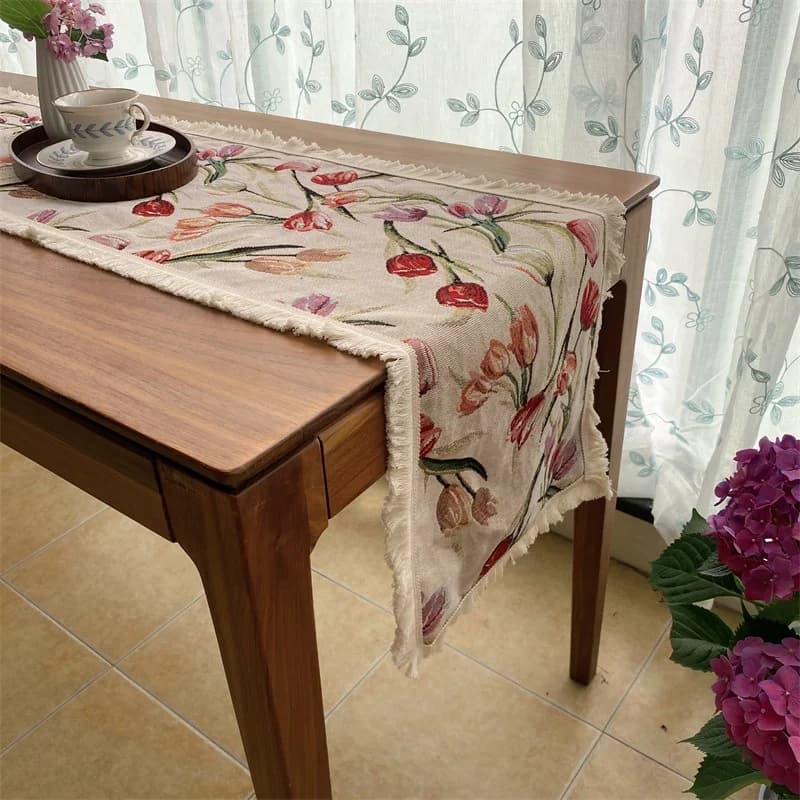 Caminho de Mesa em Algodão com Estampa Floral