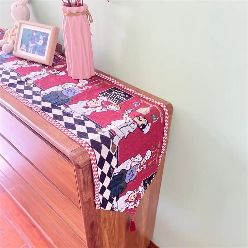 Caminho de Mesa Natalino em Mistura de Algodão e Linho para Decoração Festiva de Aparador
