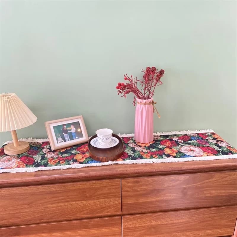 Caminho de Mesa Estilo Country Americano Preto para Armários